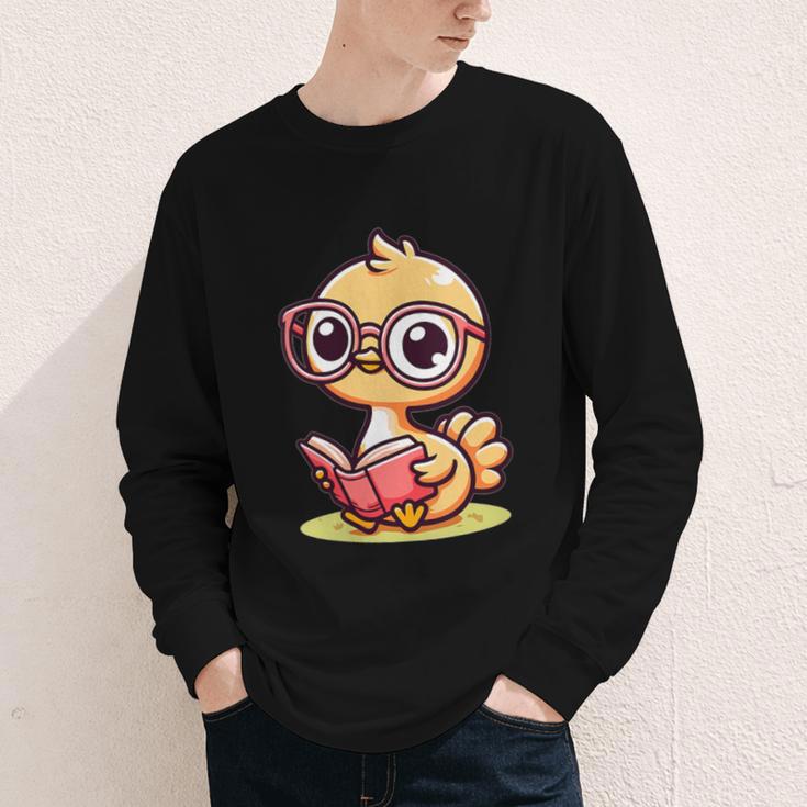 Adorable Book Lover Ostrich With Reading Glasses Cute Youth Long Sleeve Tee Adorable Book Lover Ostrich With Reading Glasses Cute Youth Long Sleeve Tee