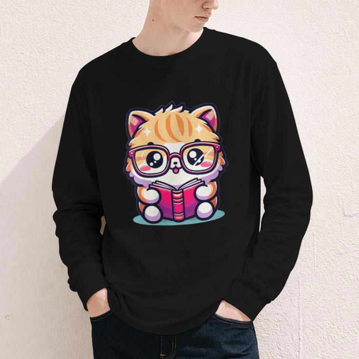 Adorable Book Lover Persian Cat With Reading Glasses Cute Youth Long Sleeve Tee Adorable Book Lover Persian Cat With Reading Glasses Cute Youth Long Sleeve Tee