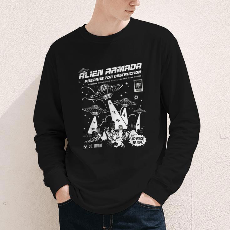 Alien Abduction UFO Lovers Comic Book Style Shirt Youth Long Sleeve Tee