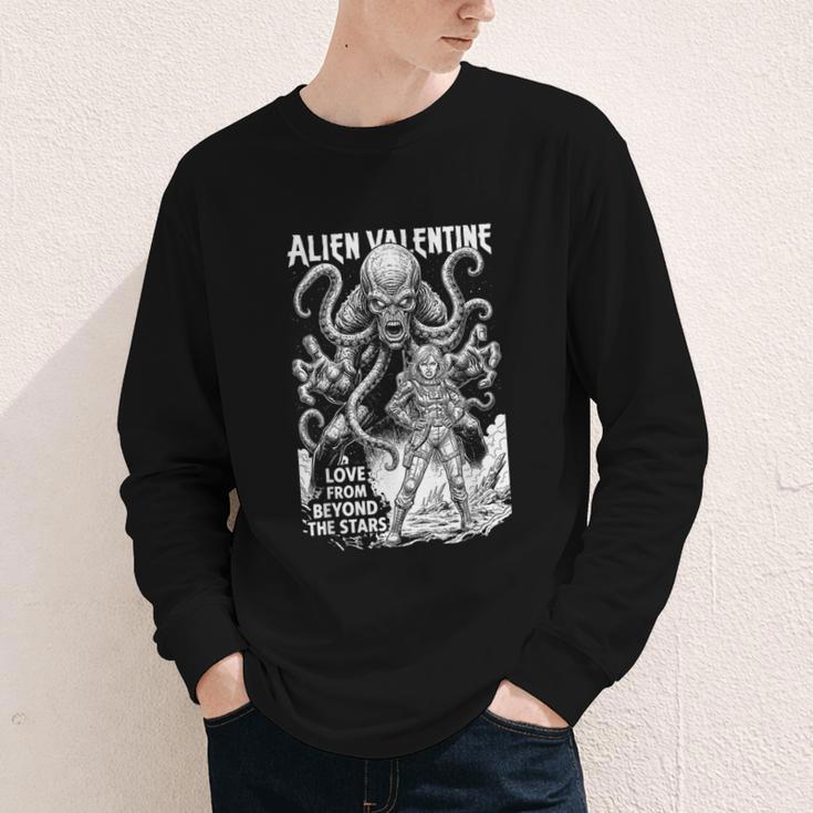 Alien Valentine Science Fiction Vintage Comic Book Youth Long Sleeve Tee