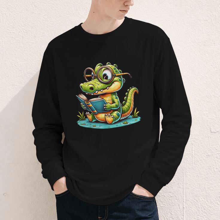 Alligator Reading a Book Animal Youth Long Sleeve Tee Alligator Reading a Book Animal Youth Long Sleeve Tee