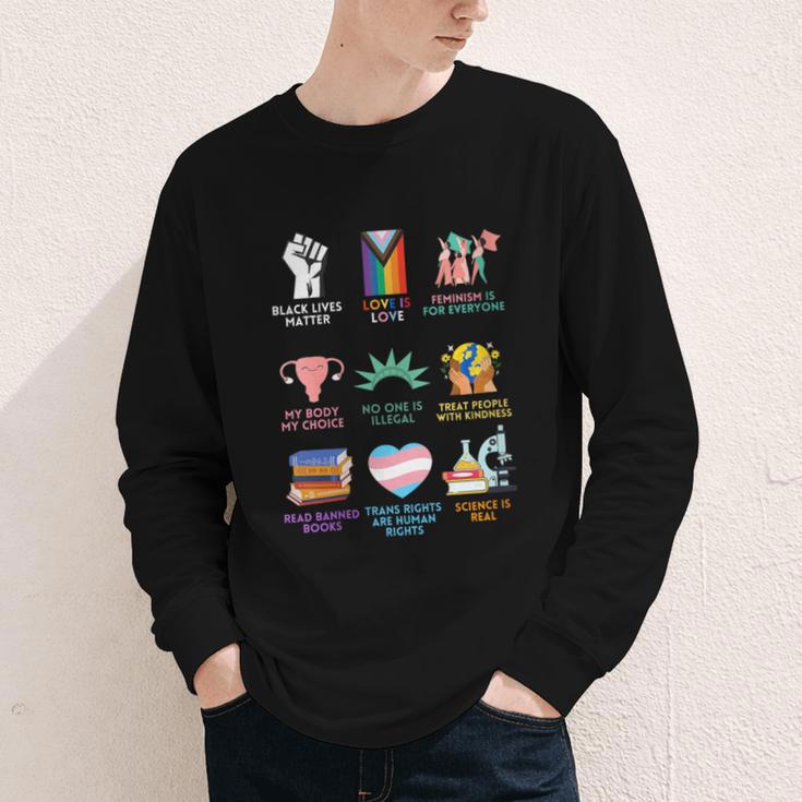 Ally Anti Trump Liberal BLM Love Is Love Banned Books Icons Youth Long Sleeve Tee