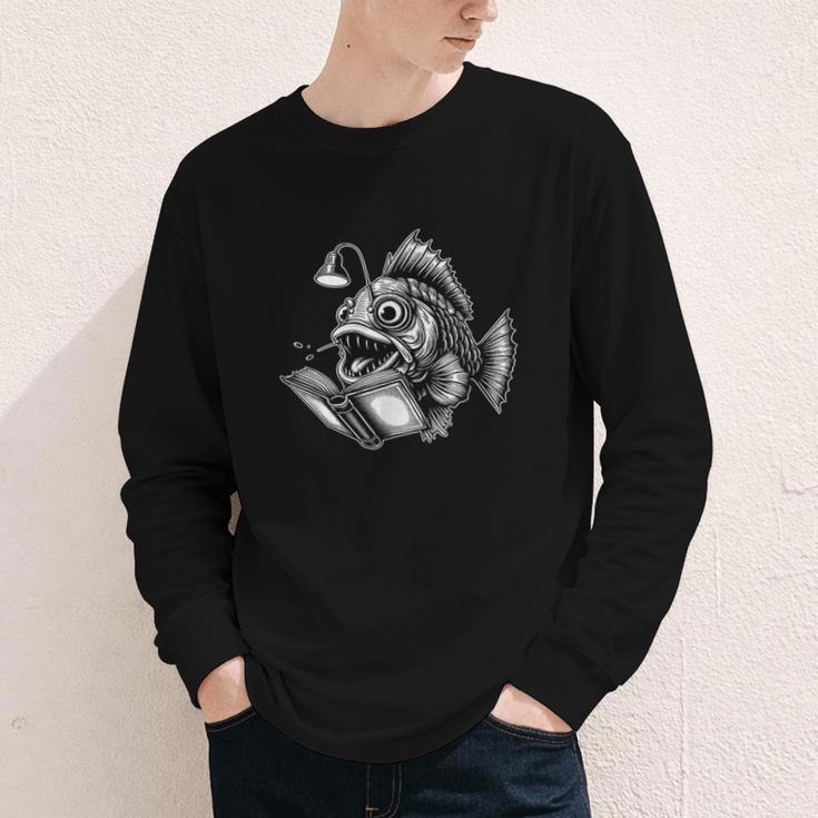 Anglerfish Reading Book Art Youth Long Sleeve Tee Anglerfish Reading Book Art Youth Long Sleeve Tee
