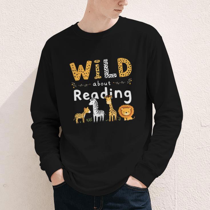 Animal Print Read A Book Character Kids Wild About Reading Youth Long Sleeve Tee Animal Print Read A Book Character Kids Wild About Reading Youth Long Sleeve Tee