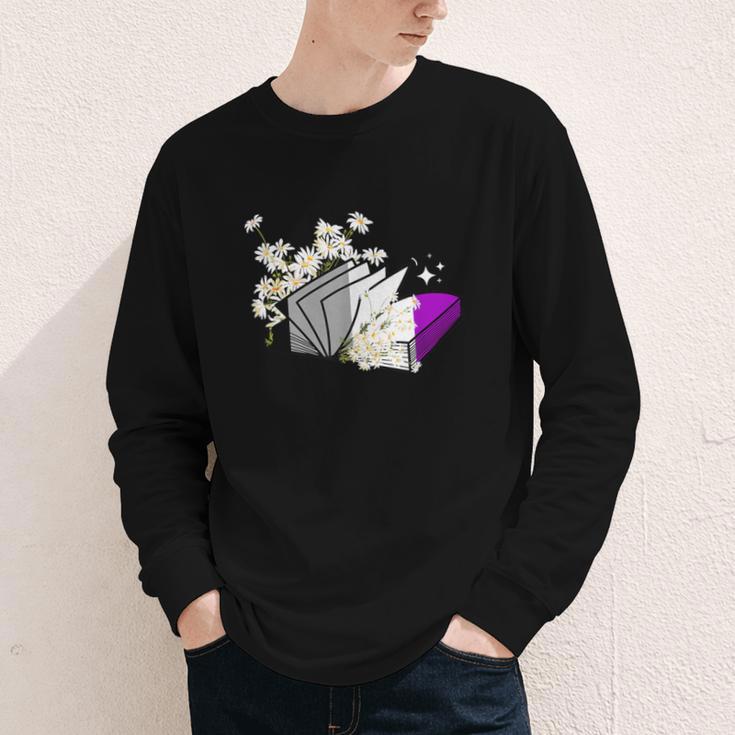 Asexual Book Lover LGBT Reading Pride Ace Flag Daisy Youth Long Sleeve Tee