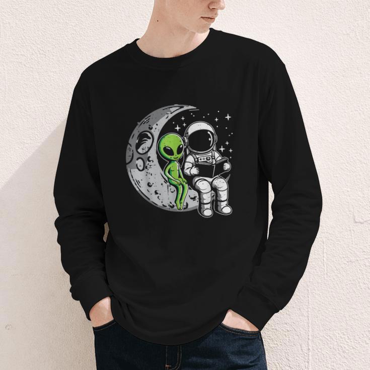 Astronaut Reading Book To Alien Moon Space Women Kids Men Youth Long Sleeve Tee Astronaut Reading Book To Alien Moon Space Women Kids Men Youth Long Sleeve Tee