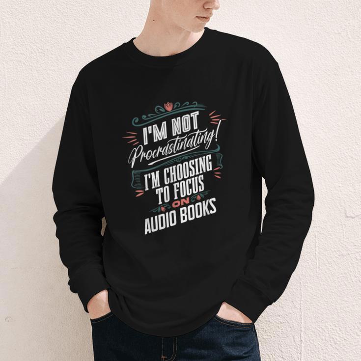 Audiobook Lover I’m Not Procrastinating Book Humor Youth Long Sleeve Tee