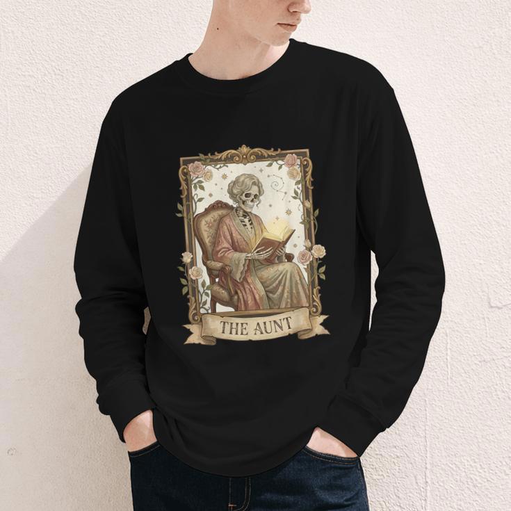 The Aunt Tarot Card Women Skeleton Aunty Book Lover Youth Long Sleeve Tee