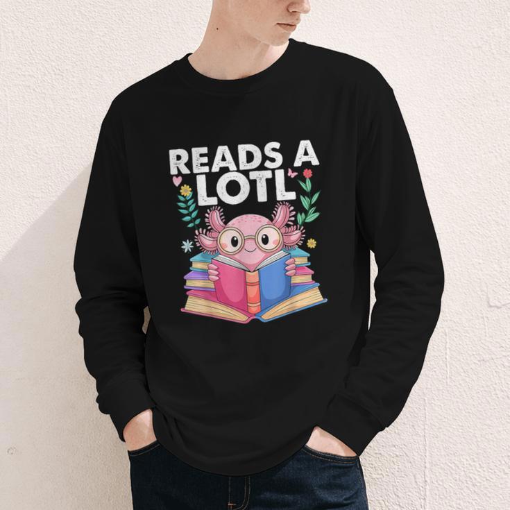 Axolotl Books Readsalotl Reading Bookworm Boys Girls Youth Long Sleeve Tee