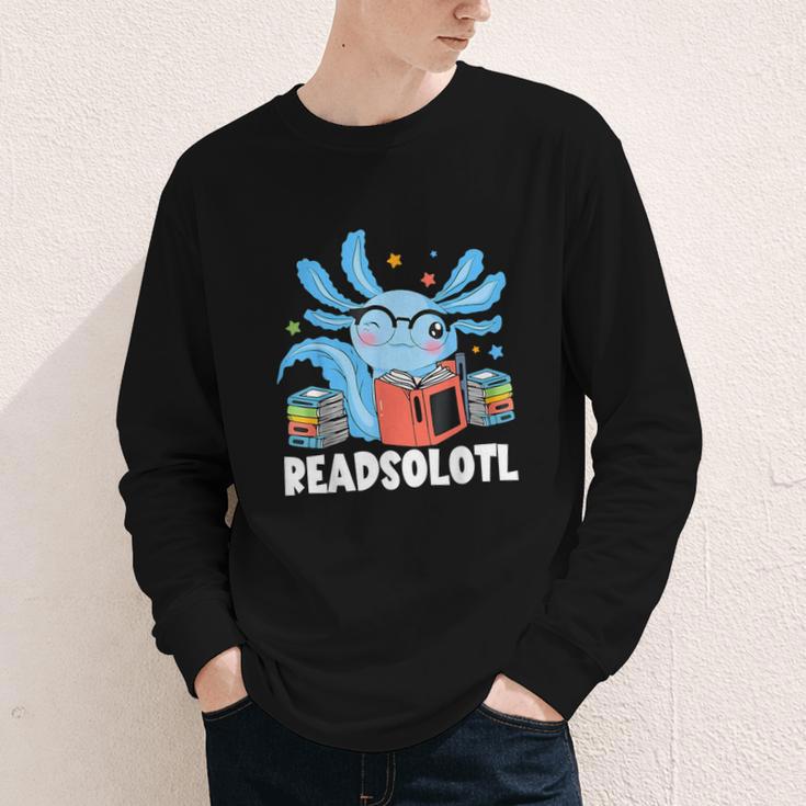 Axolotl Read Book Kawaii Reading Books For Men Women Youth Long Sleeve Tee