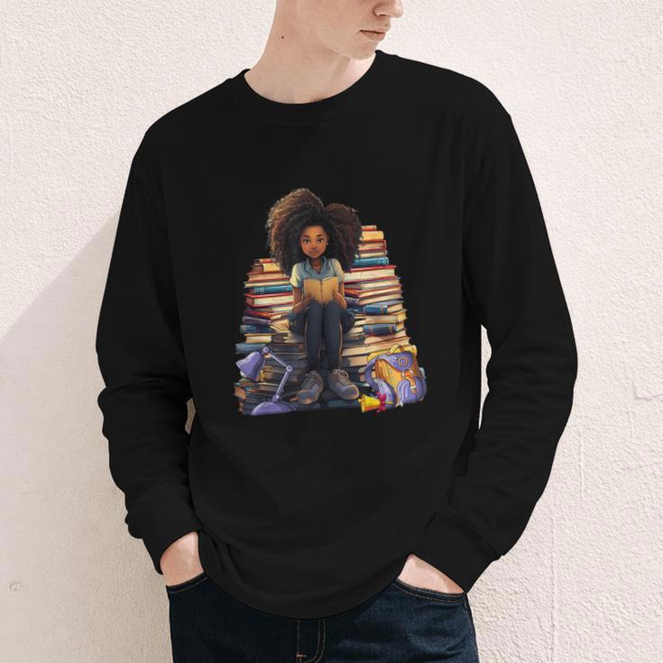 Back To School Afro Melanin Girl Reading Book Bookworm Youth Long Sleeve Tee Back To School Afro Melanin Girl Reading Book Bookworm Youth Long Sleeve Tee
