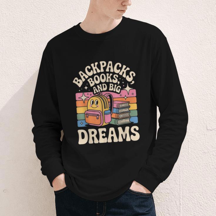 Backpacks Books And Big Dreams Cute Back To School Youth Long Sleeve Tee