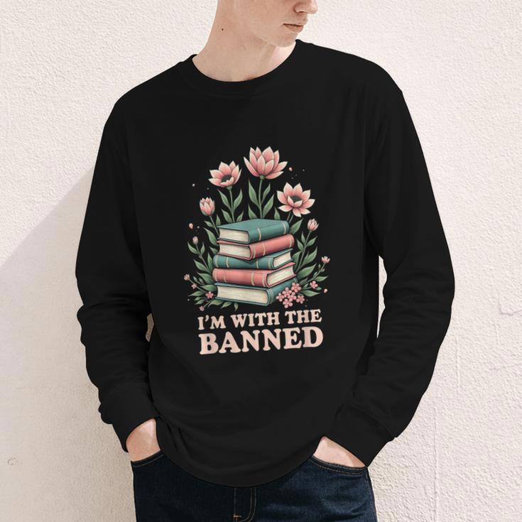 Im With The Banned Floral Flower Book Lover Youth Long Sleeve Tee