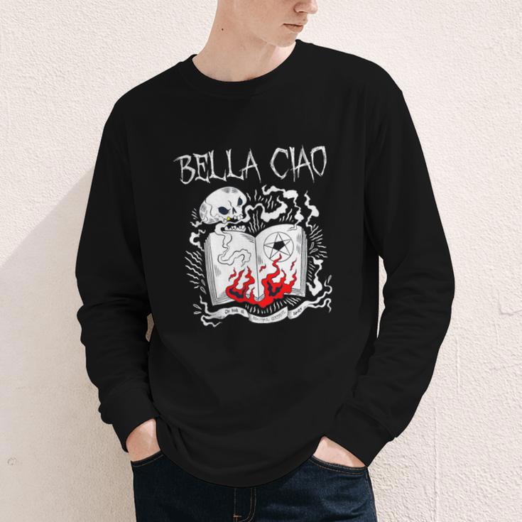 Bella Ciao Goodbye Beautiful Skull Book Of Dark Magic Occult Youth Long Sleeve Tee