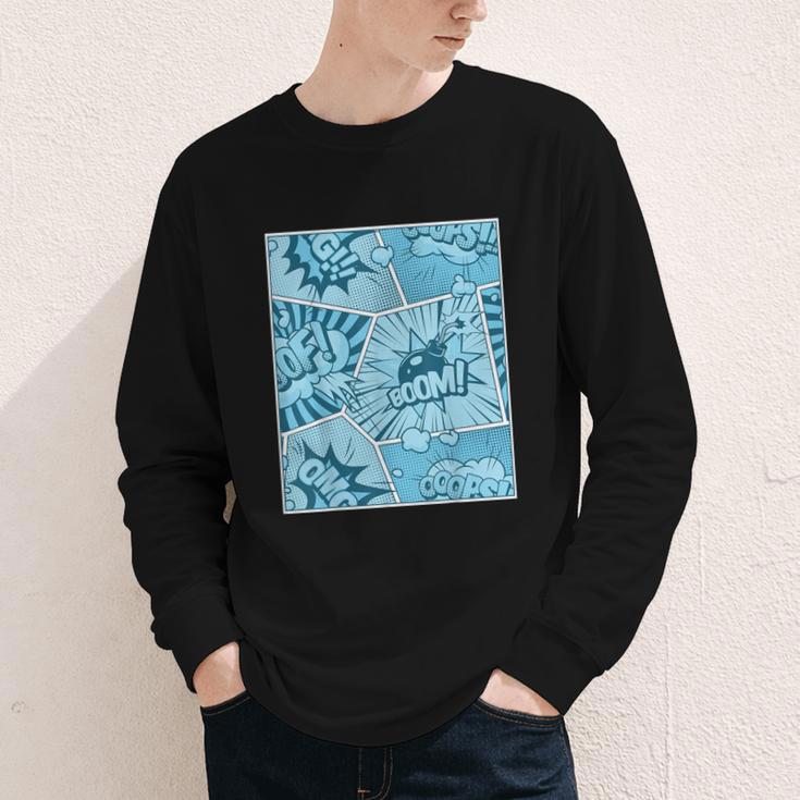 Blue Comic Book Blue Graphic Youth Long Sleeve Tee