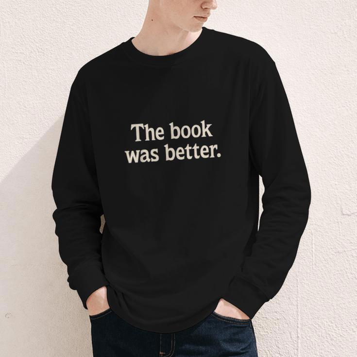 The Book Was Better Distressed Grunge Minimalist Text Youth Long Sleeve Tee