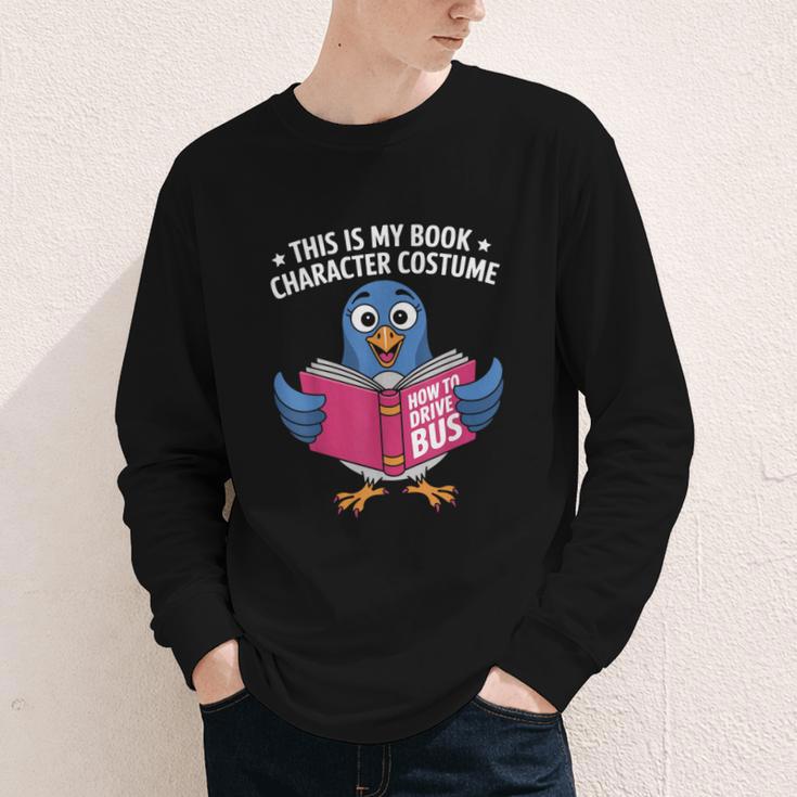 This Is My Book Character Costume Cute Pigeon Kids Reading Youth Long Sleeve Tee
