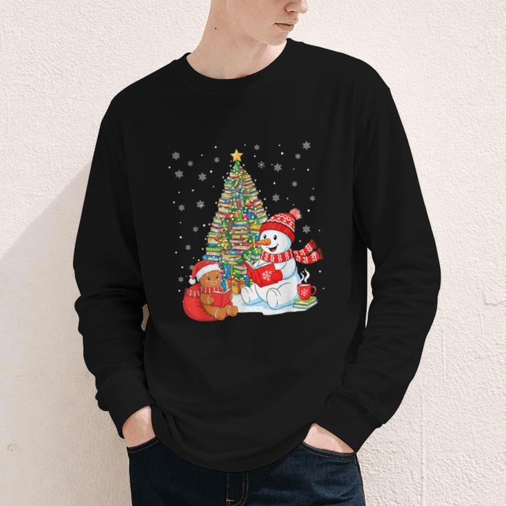 Book Christmas Tree Bookworm Gingerbread Man Snowman Reading Youth Long Sleeve Tee Book Christmas Tree Bookworm Gingerbread Man Snowman Reading Youth Long Sleeve Tee