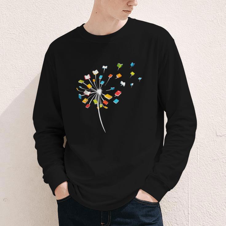 Book Dandelion Reading Lover Bookworm Bookish Librarian Read Youth Long Sleeve Tee