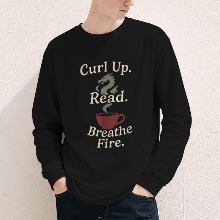 Book Dragon Fantasy Reader Cozy Reading Book Lover Dragon Youth Long Sleeve Tee