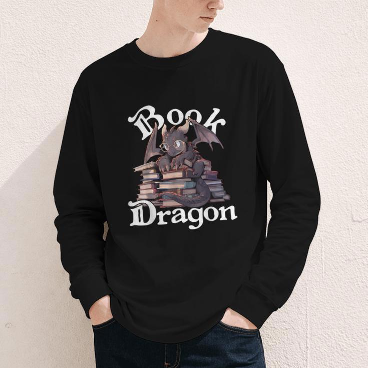 Book Dragon Book Lover Bookworm Book Reader Librarian Youth Long Sleeve Tee