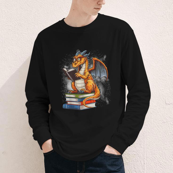 Book Dragon Reading Book Lover Youth Long Sleeve Tee Book Dragon Reading Book Lover Youth Long Sleeve Tee