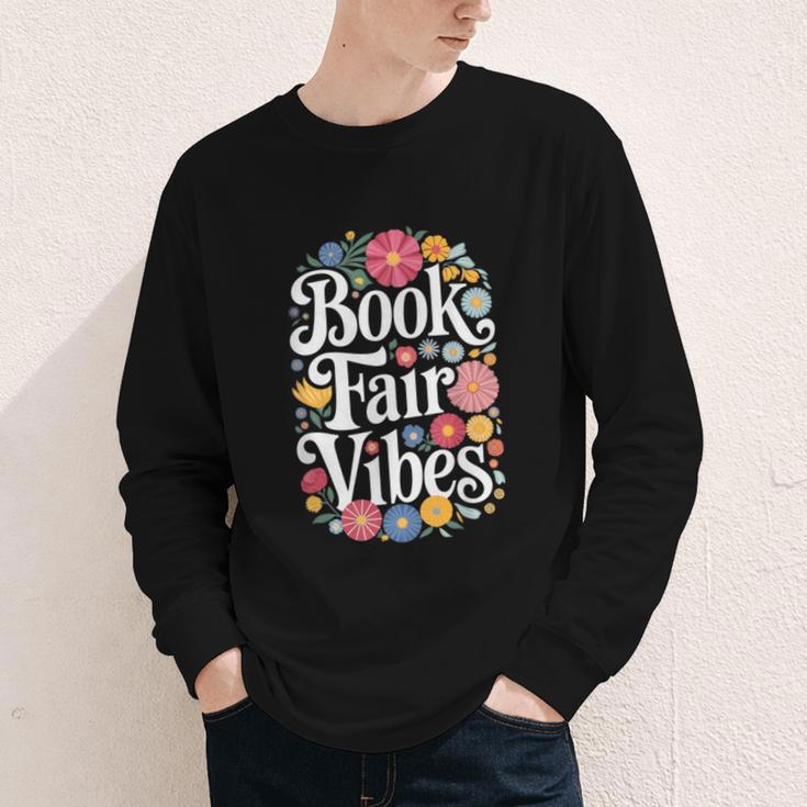 Book Fair Vibes Groovy 70s Retro School Librarian Youth Long Sleeve Tee