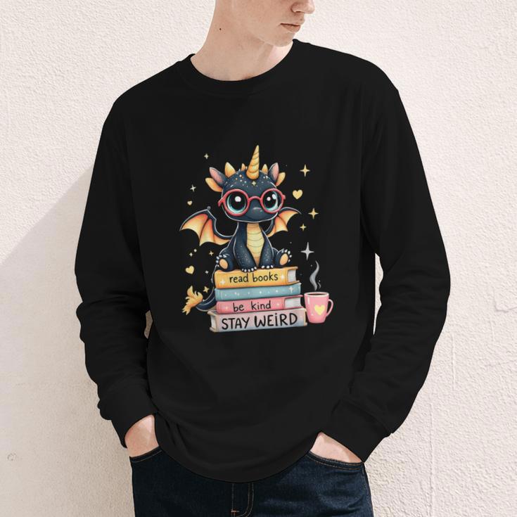 Book Lover Chibi Dragon With Big Red Glasses Bookworm Youth Long Sleeve Tee Book Lover Chibi Dragon With Big Red Glasses Bookworm Youth Long Sleeve Tee