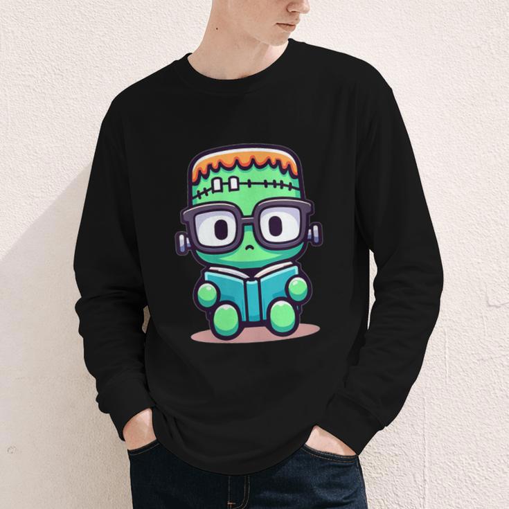 Book Lover Frankenstein's Monster With Reading Glasses Youth Long Sleeve Tee