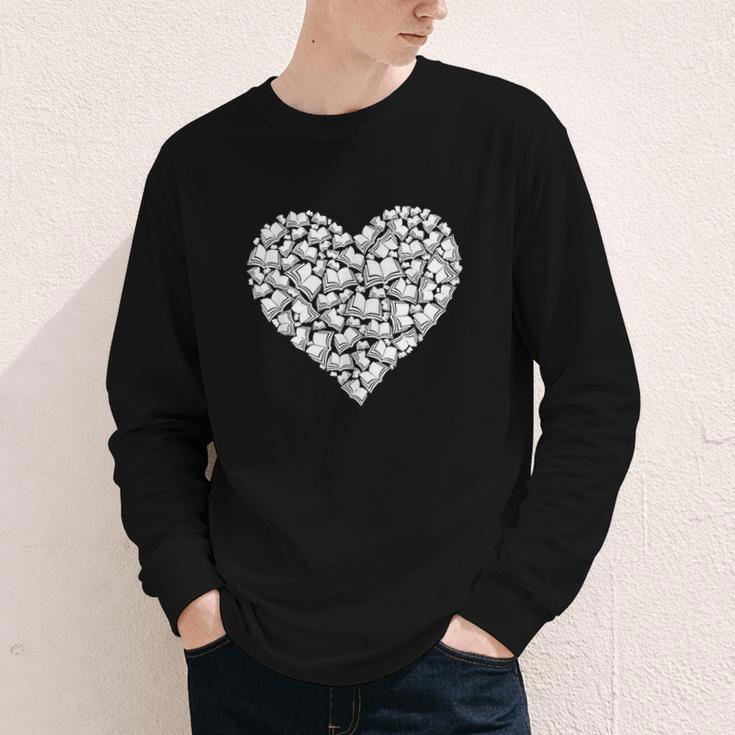 Book Lover Heart Shape Reading Librarian Library Teacher Youth Long Sleeve Tee