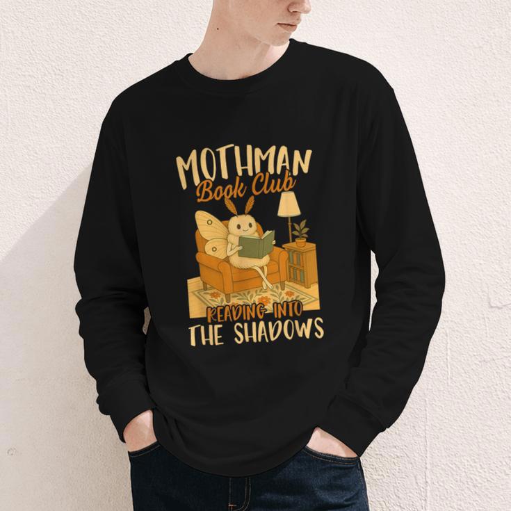 Book Lover Moth Mothman Book Club Reading Into Shadows Youth Long Sleeve Tee Book Lover Moth Mothman Book Club Reading Into Shadows Youth Long Sleeve Tee