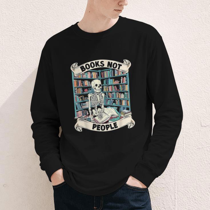 Book Lover Skeleton Reading Love Books Not People Youth Long Sleeve Tee