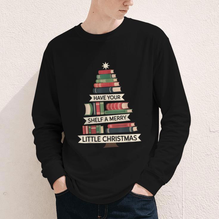 Book Merry Little Christmas Tree Holiday Youth Long Sleeve Tee