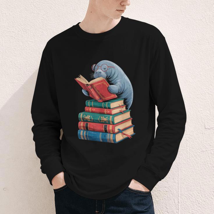 Book Reading Book Reader Manatees Sea Animal Sea Cow Manatee Youth Long Sleeve Tee