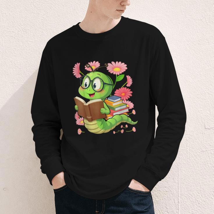 Book Worm Costume World Book Day Cute Kawaii Worm Reading Youth Long Sleeve Tee