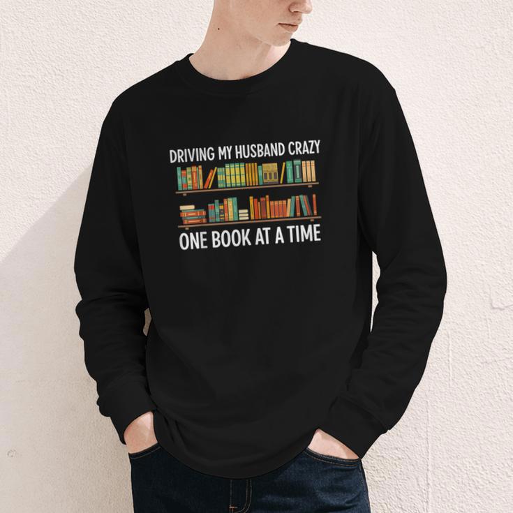 Bookcase Driving My Husband Crazy One Book At A Time Youth Long Sleeve Tee Bookcase Driving My Husband Crazy One Book At A Time Youth Long Sleeve Tee
