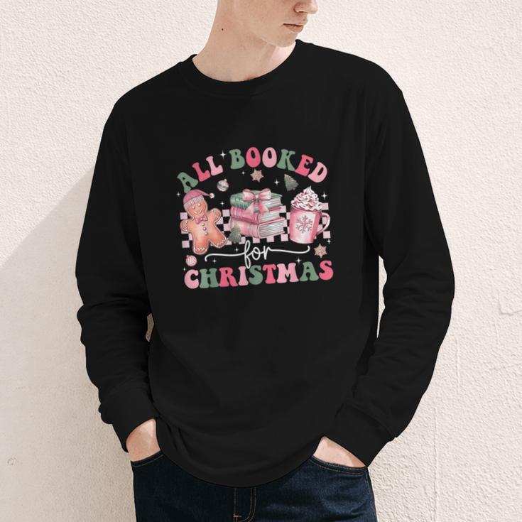 All Booked For Christmas Book Coffee Latte Gingerbread Youth Long Sleeve Tee