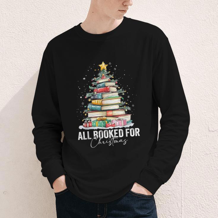All Booked For Christmas Coquette Books Teacher Xmas Tree Youth Long Sleeve Tee