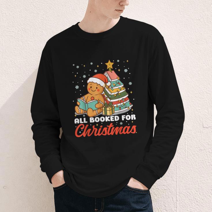 All Booked For Christmas Gingerbread Christmas Tree Book Kid Youth Long Sleeve Tee