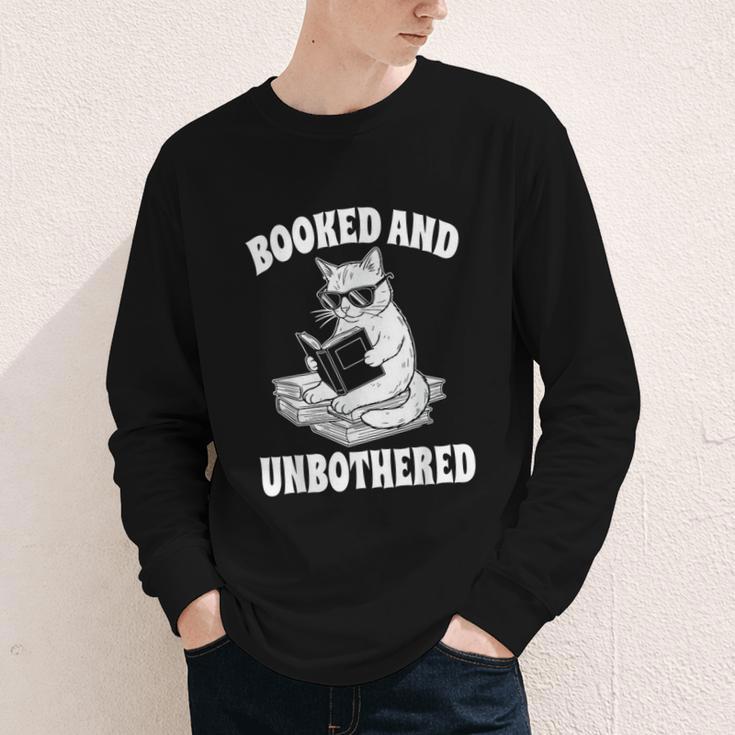 Booked And Unbothered Cat Reading Book Lovers Youth Long Sleeve Tee