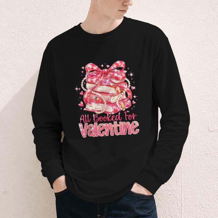 All Booked For Valentine Cute Pink Book Lover Aesthetic Youth Long Sleeve Tee