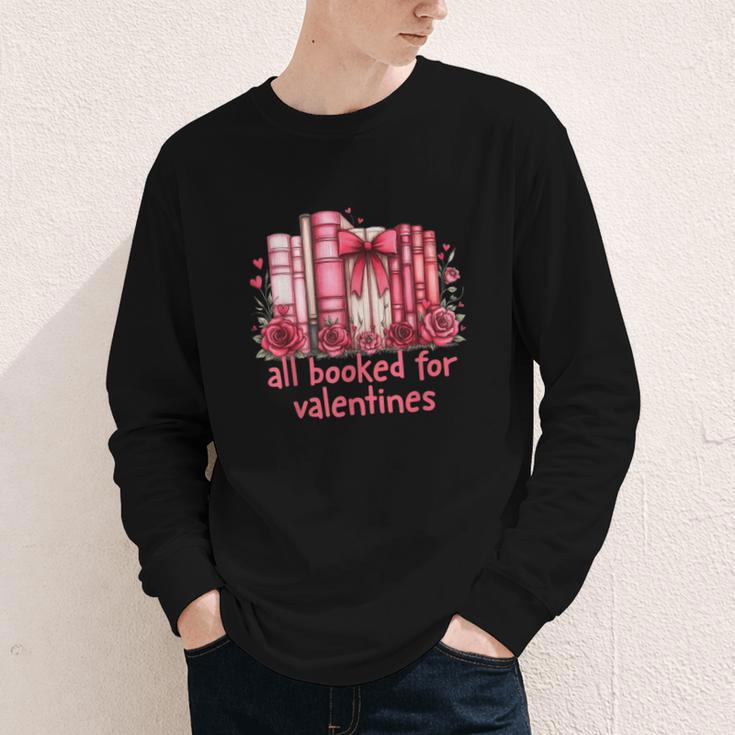 All Booked For Valentines Coquette Bow Book Lover Bookworm Youth Long Sleeve Tee