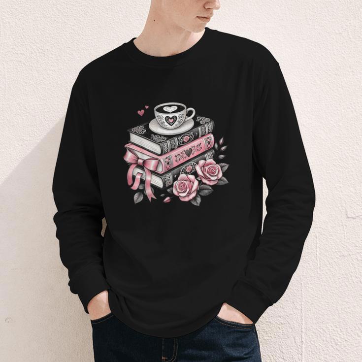 All Booked For Valentine's Coquette Bow Books Teacher Girly Youth Long Sleeve Tee