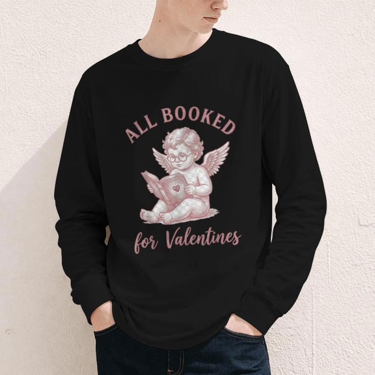 All Booked For Valentines Cute Cherub Vintage Book Lover Youth Long Sleeve Tee