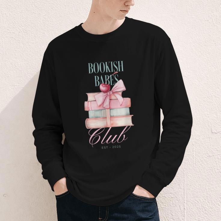 Bookish Babes Club Cute Pink Book Stack With Bow Youth Long Sleeve Tee