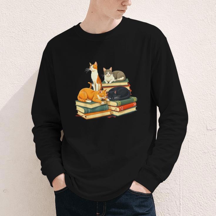 Bookish Cat Lover Cute Reading Squad Books & Kittens Love Youth Long Sleeve Tee