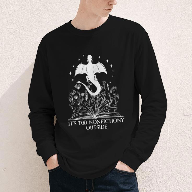 Bookish Dragon Book Club Reading Its Too Nonfictiony Outside Youth Long Sleeve Tee Bookish Dragon Book Club Reading Its Too Nonfictiony Outside Youth Long Sleeve Tee