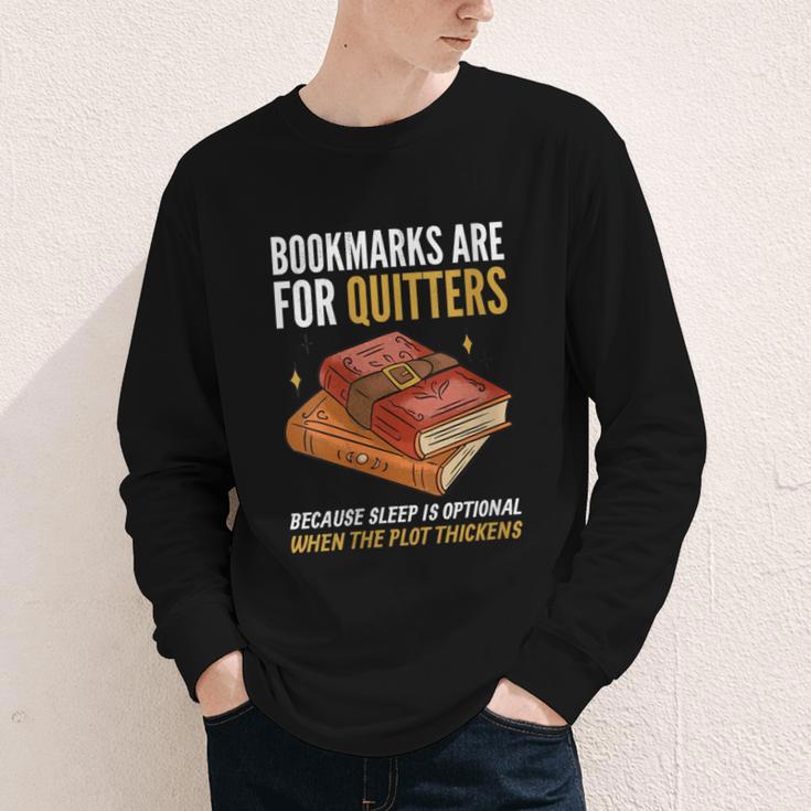 Bookmarks Are For Quitters Book Lover Saying Youth Long Sleeve Tee