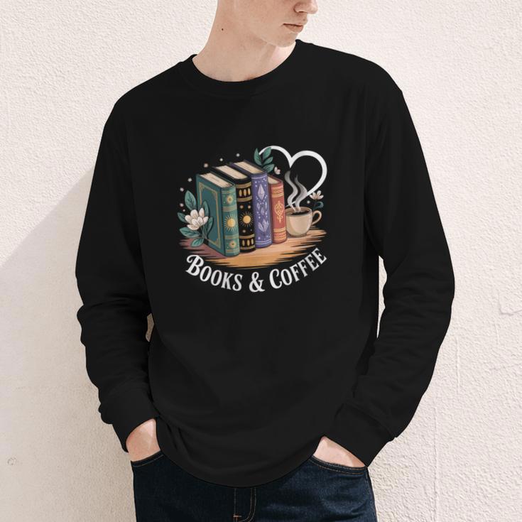 Books And Coffee Book Lover Bookish Green Book Theme Reading Youth Long Sleeve Tee