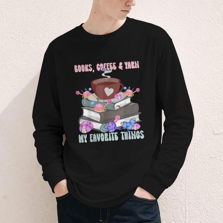 Books Coffee Yarn Lover My Favorite Things Youth Long Sleeve Tee